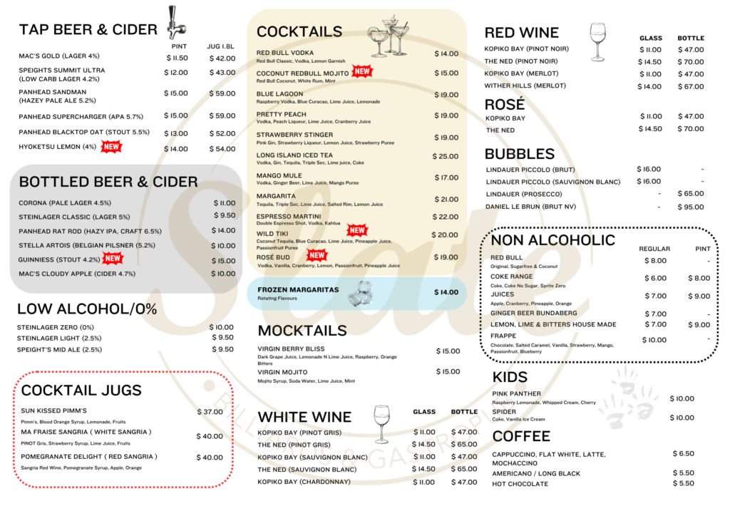 Drinks Menu 2026